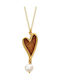 VTJ Necklace with Heart Design from Silver with Brown Pearls