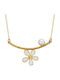 VTJ Necklace With Flower Design In Silver With Pearls