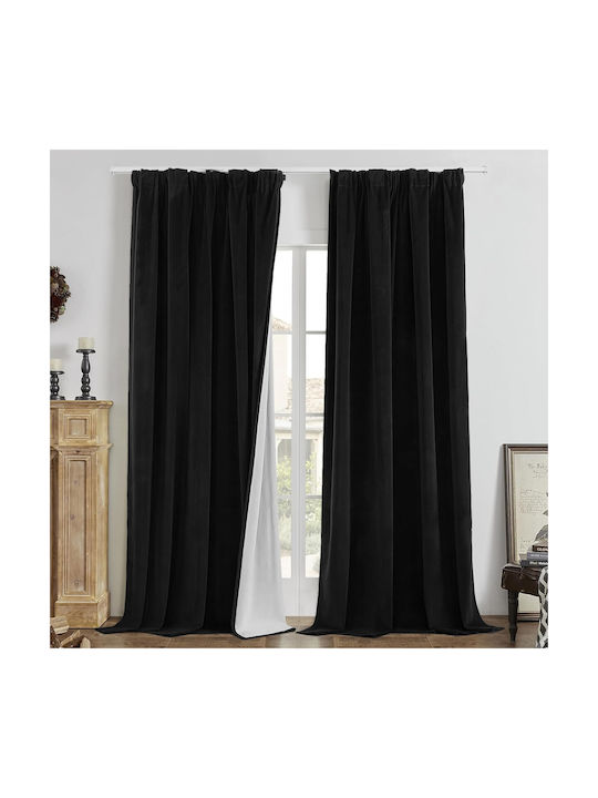 Joydeco Σετ Κουρτίνες Συσκότισης με Τρέσα Black 132x225εκ.