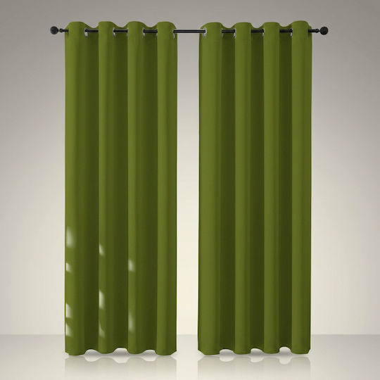 Joydeco Σετ Κουρτίνες Συσκότισης με Τρουκς Green 135x240εκ.