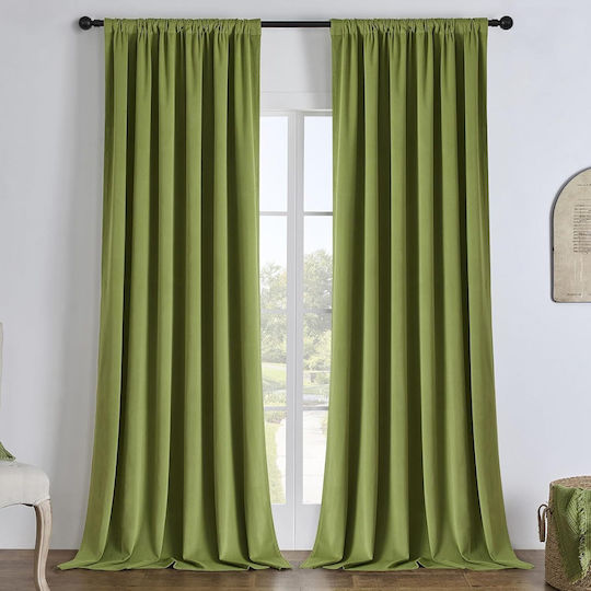 Joydeco Σετ Κουρτίνες Συσκότισης με Τρουκς Green 140x240εκ. Joydeco Σετ Κουρτίνες Συσκότισης με Τρουκς Green 140x240εκ.