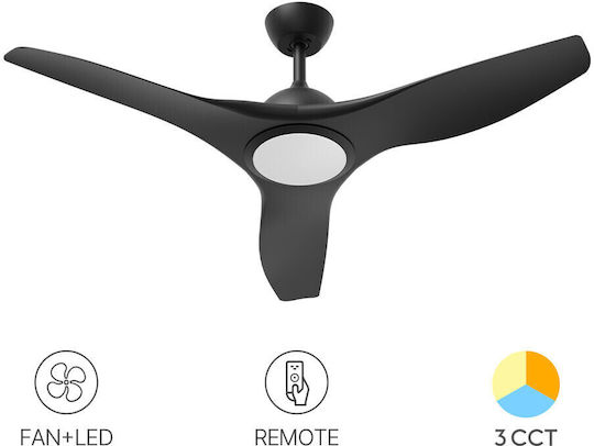 Braytron Ceiling Fan 132cm with Light Fixture Black