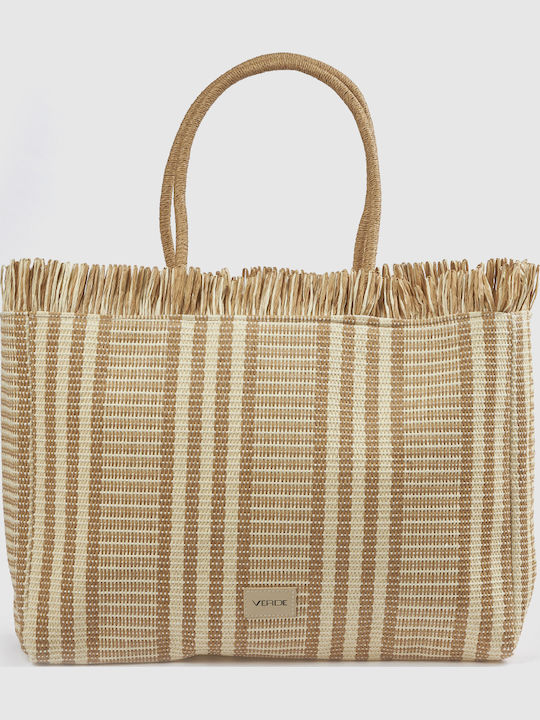 Verde Wicker Beach Bag Beige
