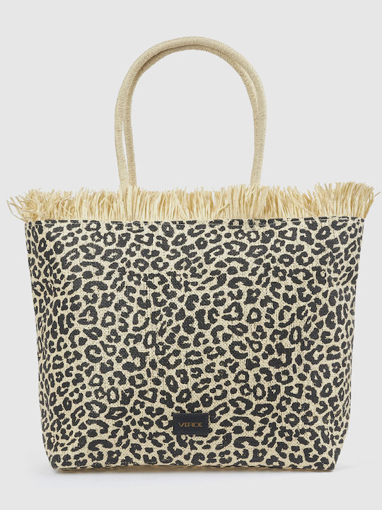 Verde Stoff Strandtasche Beige