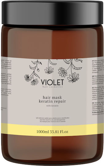 Violet Μάσκα Μαλλιών για Διατήρηση Χρώματος με Κερατίνη 1000ml