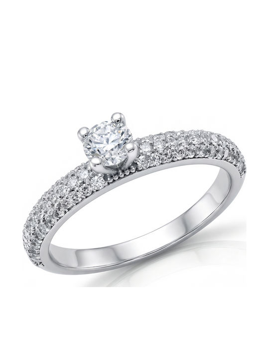 Kiriakos Gofas Inel Din Aur Alb 18K Cu Diamant