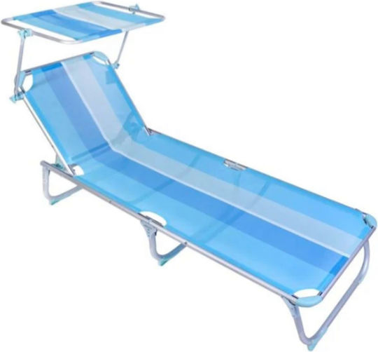 Foldable Beach Sunbed with Shader 187x57x31cm