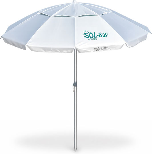 Bruno Umbrelă Plajă Pliabilă din Aluminiu cu Diametru de 2m cu Protecție UV și Rezistență la Vânt Albastru Deschis