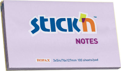 Hopax Selbstklebende Notizblöcke 76 x 127 mm 100 Blätter Stick'n Pastell Flieder