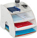 Relaxdays Schreibtischorganisator 4 Fächer MDF Weiß 27x25,5x34,5cm