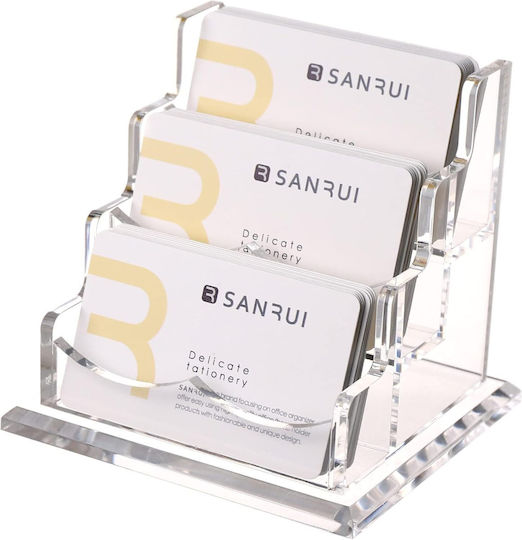 Modern Acrylic Business Card Holder Transparent 3-tier Desk Stand