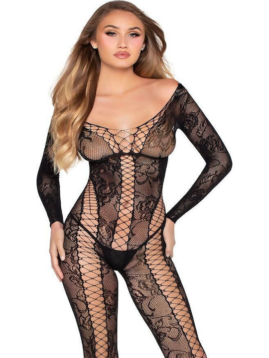 Leg Avenue 89369 Salopetă Plasă și Dantelă Neagră Mărime Unică