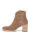 Leder Damen Stiefeletten Ankle Boots Braun