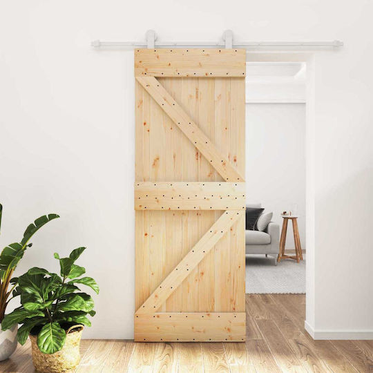 Sliding Door Natural White 80 x 210 cm Solid Pine Wood 3445006 Brown
