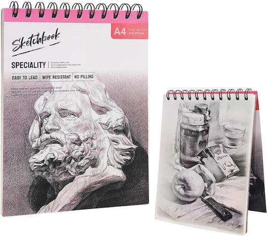 Roza Sketchbook A4 160gsm Σπιράλ Μπλοκ Σχεδίου 48 Σελίδες Μολύβι & Μαρκαδόρους