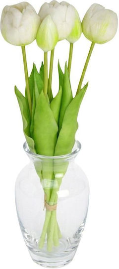 Blumenstrauß 5 Weiße Pfingstrosen Tulpen 39 Cm Lebensnahe Frühlingsdekoration