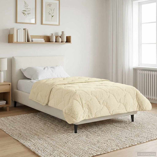 vidaXL Плик За Завивка Единичен 135x200 Крем