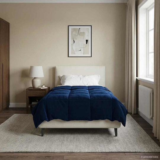 vidaXL Single Duvet Cover Set 155x200cm With Pillowcase Dark Blue