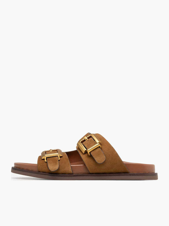 Alpe Damen Flache Sandalen Tabac Braun