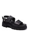Leather Women's Flat Sandals Black