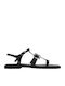 Leather Women's Flat Sandals Black