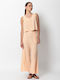Women's Sleeveless Checked Blouse Peach
