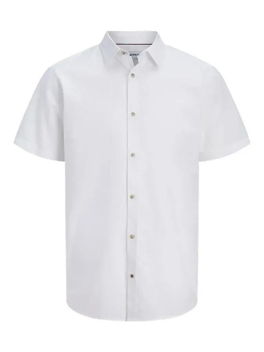 Jack & Jones Κοντομάνικο Βαμβακερό Πουκάμισο Λευκό