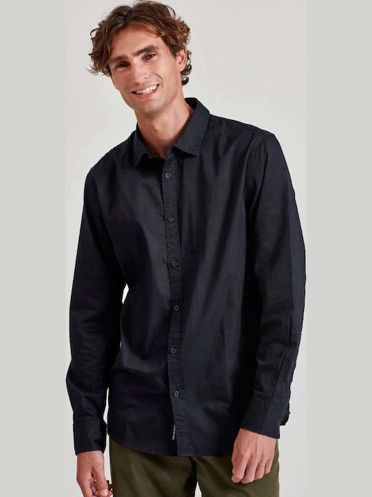 Funky Buddha Long Sleeve Cotton Shirt Navy