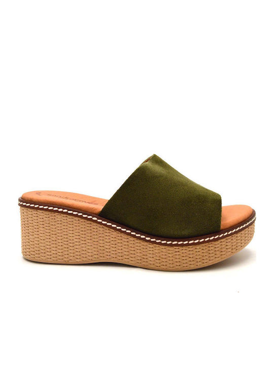 Women's Summer Platforms In Slipper Style Green