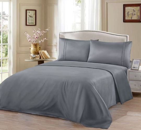 Kraft World Σετ Υπέρδιπλο 4τμχ 220x240εκ. Γκρί Σκούρο Kraft World Σετ Υπέρδιπλο 4τμχ 220x240εκ. Γκρί Σκούρο