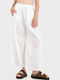 Γυναικείο Υφασμάτινο Παντελόνι σε Baggy Γραμμή White