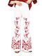 Women's High Rise Pantaloons in Straight Leg Style Floral White-Bordeaux-Pink