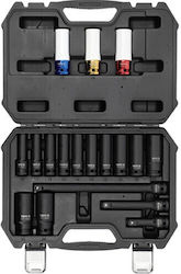 Pneumatic Hexagon Long Sockets with 1/2" Frame Host Set 19 Pieces Pneumatic Hexagon Long Sockets with 1/2" Frame Host Set 19 Pieces