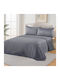SpitiBazaar Set Cearceafuri De Pat Super Duble Cu Hugger Din Cauciuc 160x200cm Gri Închis 3 Bucăți