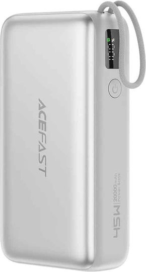 Acefast M34 Power Bank 20000mAh 45W Mit USB-A Ausgangsanschlüsse Und USB-C Ausgangsanschlüsse Power Delivery / Schnellladung Silber