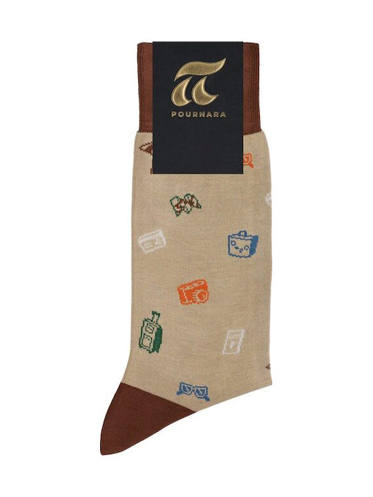 Pournara Herren Braun-Beige Socken