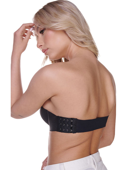 Μαύρο Strapless Σουτιέν Push Up χωρίς Μπανέλες