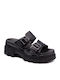 Leather Women's Flat Sandals Black
