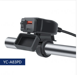 Мотоциклетно Usb Зарядно Yc-a83pd С Превключвател и Държач за Кормило Pd Бързо Зареждане
