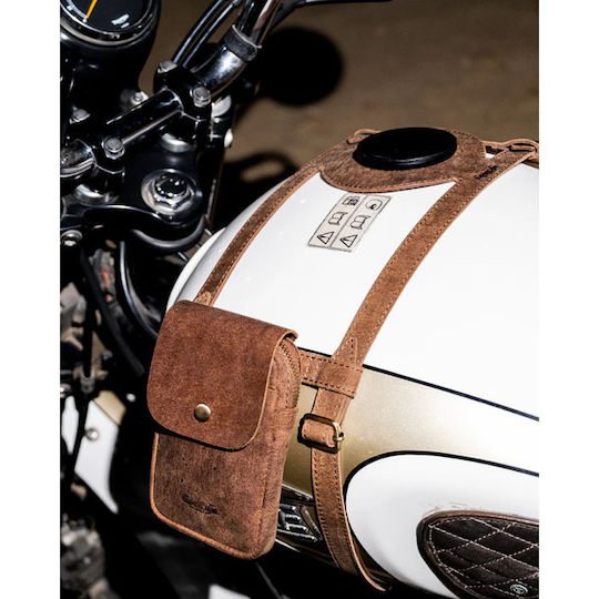 Tripmachine Leather Motorcycle Tank Straps Side Mount Triumph Bonneville Brown Tank Strap Right Side Fuel Inlet Tobacco
