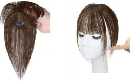 Women’s Topper Hairpiece Natural Hair Full Lace Sewn Transparency Dark Chestnut 25cm