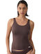 Brown Women's T-Shirt with Spaghetti Strap