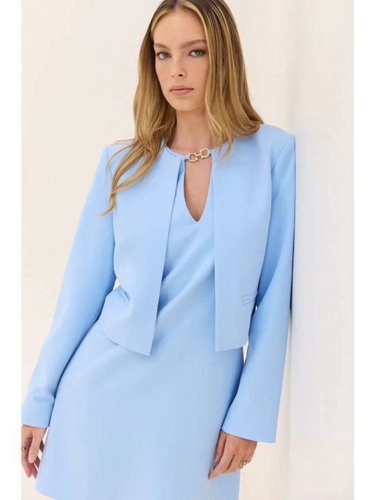 Enzzo Kurzes Damenblazer Hellblau