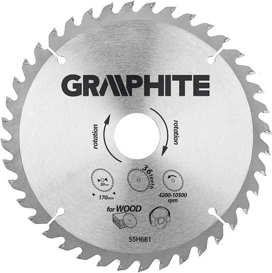 Graphite Cutting Disc for Wood with 36 Teeth 170mm