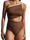 Swimsuit with Cutouts Chestnut/Ivory