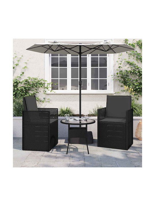 vidaXL Garden Chair Cushion with Backrest Anthracite 2 Pieces 45x47cm