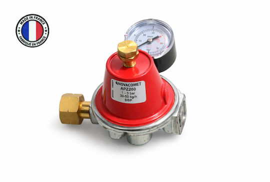 Proton High Pressure Gas Regulator with Flow Manometer 50 kg/h Red