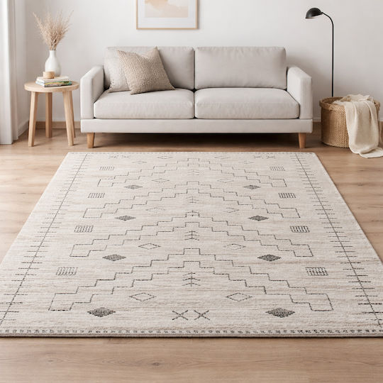 Zottelig Geometrischer Wohnzimmer Teppich Rechteckig Ecru Grau 240x300cm