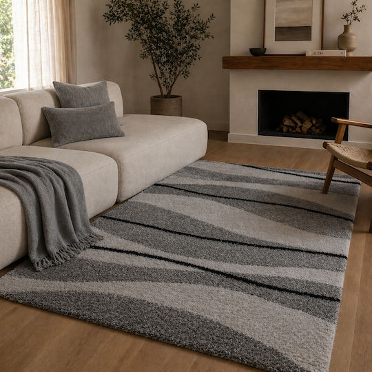 Shaggy Noelia Rug Rectangular Cream-Grey 120x170cm