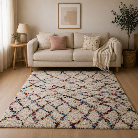Shaggy Noelia Rug Rectangular Cream-Multi 120x150cm